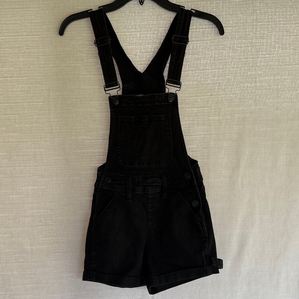 Rue21 Womens Juniors Overall Carpenter Jean Shorts Black Size 0